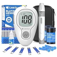 LinkSun G-425-3 Blutzuckermessgerät, 100 Teststreifen, 100 Lanzetten, Blutzuckermessgeräte, Stechhilfe, Glucose-Kontrolllösung, Gebrauchsanweisung (Deutsch),mg/dL & mmol/L