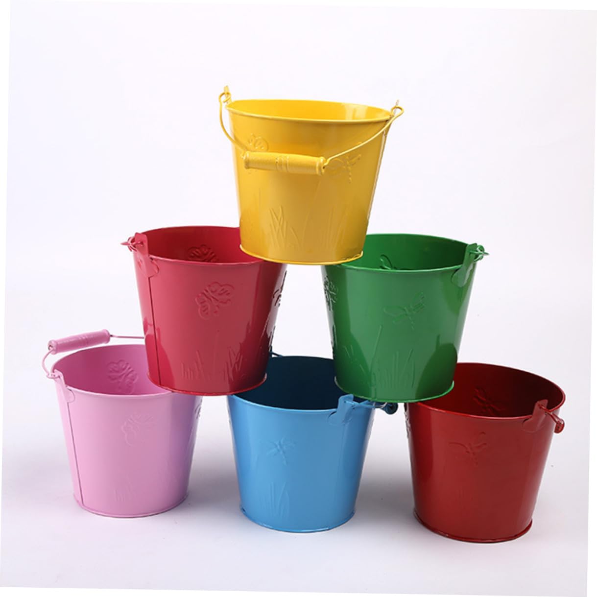 Homoyoyo Mini Seau 6pcs en Tinplate, Seau à Sable pour Garçon et Filles