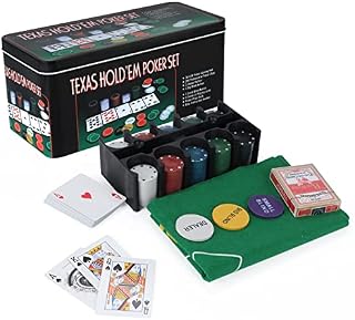SILVER VALLEY 200 Piece Poker Set Casino Style Game Texas Hold'em Poker and Blackjack Game with Felt Double Side Mat, Chips, Chip Deck, Playing Cards and Metal Tin Gift Box