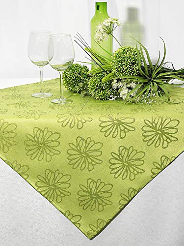Kamaca Mitteldecke BLÜTEN Meer in lindgrün grün 85x85 cm Markenqualität mit Lotus Effekt FLECKSCHUTZ Flüssigkeiten perlen einfach ab Cover