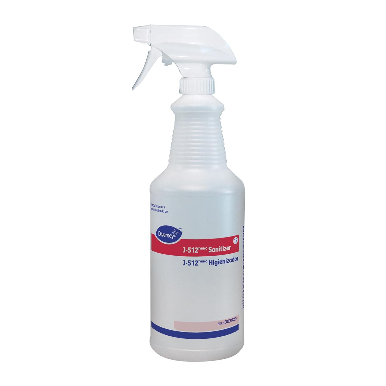 Diversey 03920 Final Step J-512 Sanitizer, No Rinse Food Contact Kitchen Sanitizer, Labeled Empty Refill Bottles, Ready-to-Use Spray, 32-Ounce (Pack of 12)