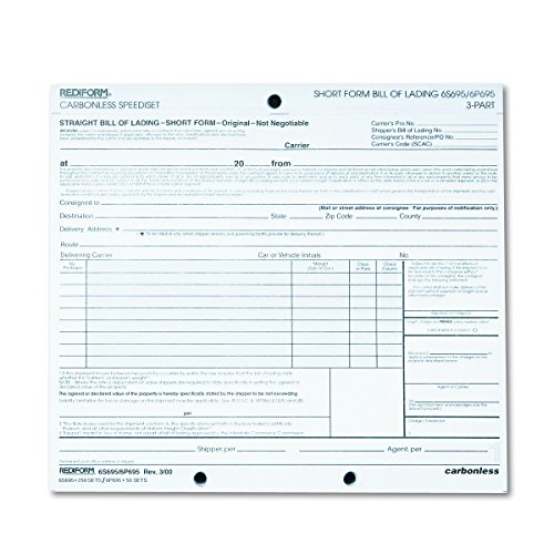 Formulaire de connaissement autocopiant Rediform 6p695 liasse triplicata