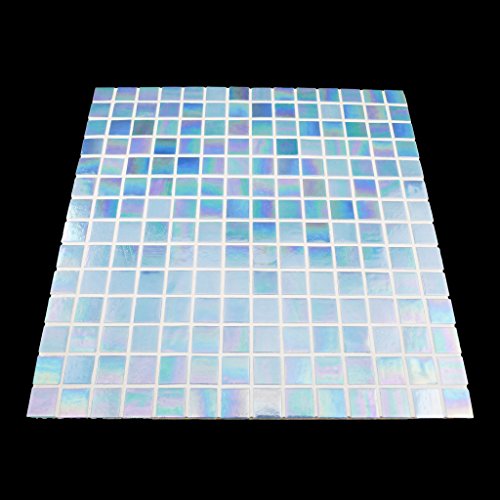 Urbn Contemporary Light Sky Blue Iridescent Glass Mosaic Tile For Kitchen And Bath - Single Sheet (13 Inches X 13 Inches, 1.15 Sq Ft) #TOP5