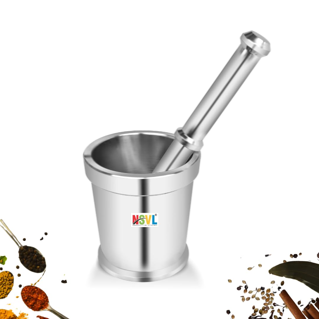 NSVL Heavy Stainless Steel Mortar & Pestle Set|Spice Mixer|Khalbatta|Okli Musal | Khal | Imam Dasta for Kitchen (B0CRPGHQ6D) Amazon Price History, Amazon Price Tracker
