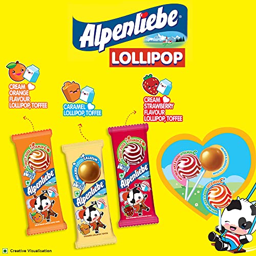 Image of Alpenliebe Pop Assorted Lollipop (Orange, Strawberry & Caramel Flavour)- 384 Grams Pack (48 Pieces) (Pack of 2)