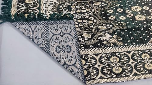 Image of 5x7 Feet Carpet for Living Room | Acrylic Cotton Area Rug | Soft, Durable & Lightweight | Anti-Slip Floor Rug for Bedroom, Hall, Office | Large Washable Carpet (Golden Green)