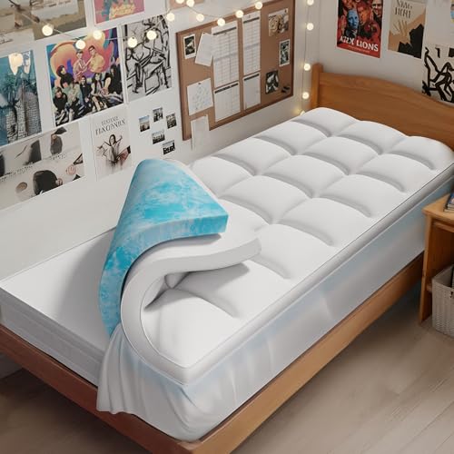Dual Layer 4 Inch Memory Foam Twin XL Mattress Topper for College Dorm