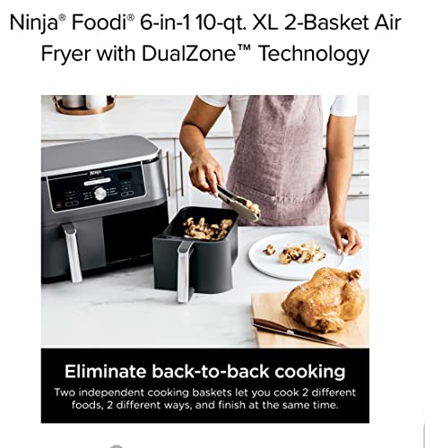 Ninja Fritadeira a ar Foodi 6 em 1 10 L XL com 2 cestas com tecnologia DualZone Fritadeira a ar com