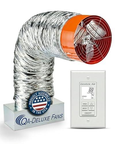 QA-Deluxe 4800 ECM Energy Efficient Whole House Fan | Low Voltage Plug & Play, 3-Speed Wall Switch with Temp & Timer | Removable Grill –10-Year Warranty –Up to 2800 sq ft (2-Story)&1900 sqft 1-Story