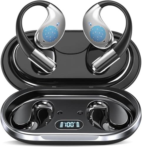 ZIDOXING Open Ear Headphones,Over Ear Earbuds with Ergonomic Earhook,Bluetooth Headphones Ai Translation Earbuds Real Time,Running,Translator Earbuds with 66 Translation Modes/164 Languages Black