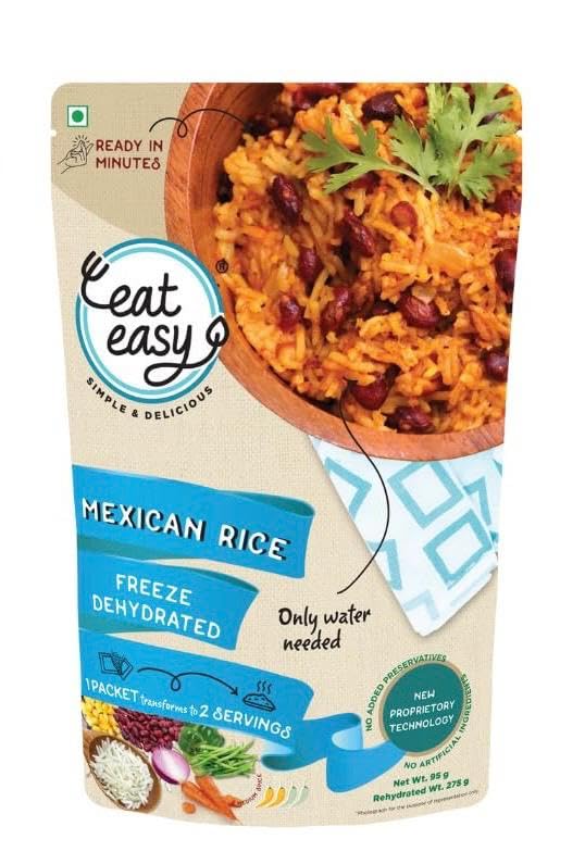Image of Eat Easy Ready To Eat Mexican Rice- 95g Instant Food | Indian Meal, Travel Food | No Preservatives, No Added Artificial Colours & Flavours, Just Add Water and Cook