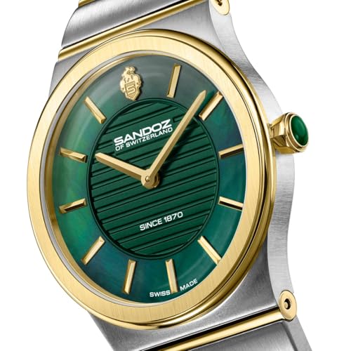Image of SANDOZ Tresor Premium Swiss Made Quartz Green MOP Dial Watch for Women - SZWLG0000603
