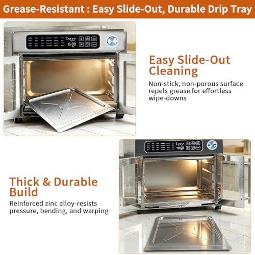 Image of Air Fryer Accessories for Emeril Lagasse 26 QT Extra Large air Fryer, 13''x12.5'' Stainless Steel AirFryer Accessories Crumb Tray Replacement Parts Rack,Dishwasher Safe