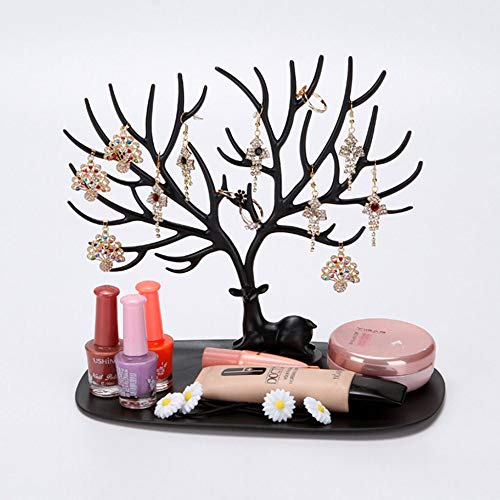 WLAY Organizador De Joyas Collar Pendiente Ciervo Soporte Soporte De Pantalla Collar De La Exhibición del Estante del Zapato Organizador De Joyas Titular,Black