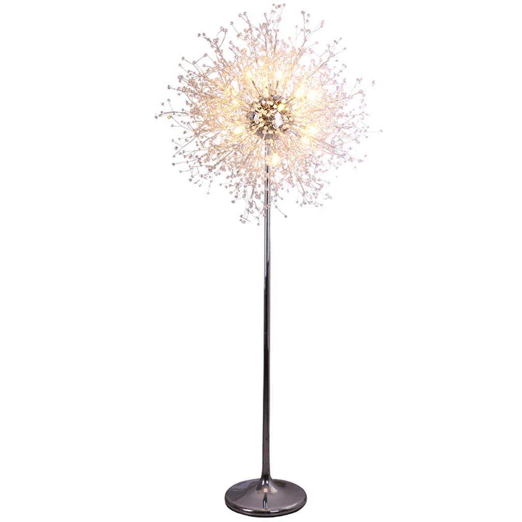 Standing lamp Fashion Dandelion LED Crystal Floor Lamp Living Room Lights Bedroom Lamps French Modern Stand Lights Stainless Steel Tall Standing Pole Light (Color : Warm Light)