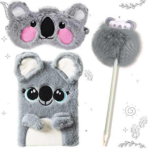 Carnet de notes koala pour filles rempli de douceur avec son masque de sommeil mignon assorti