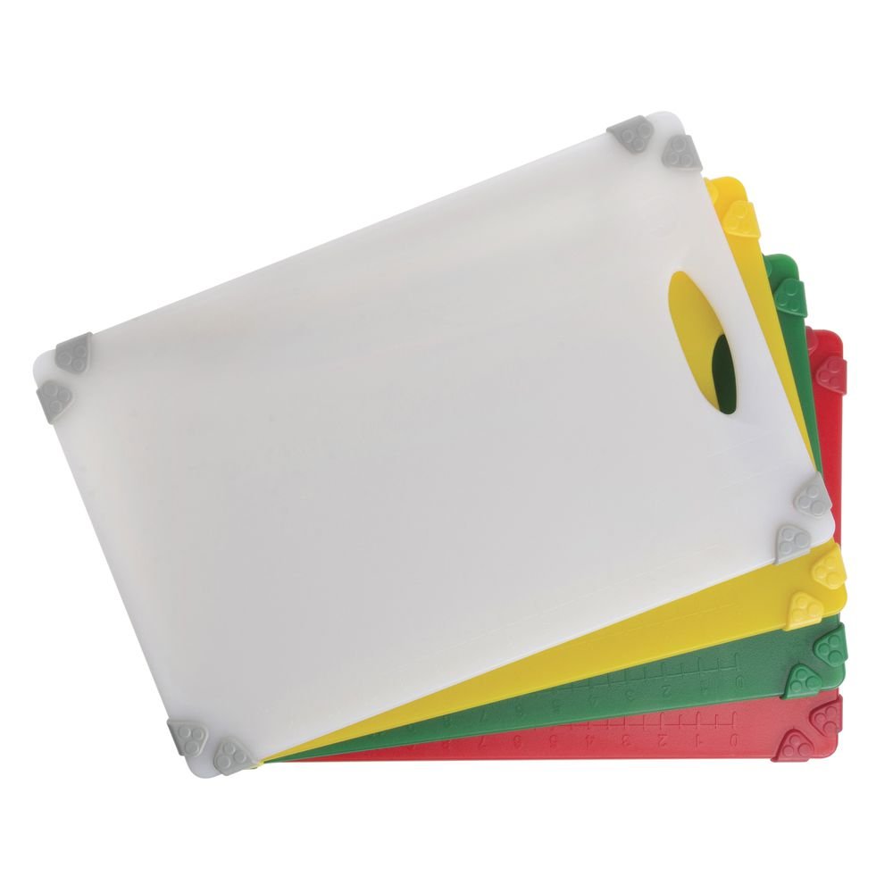 Cutting Board Set with Grippers Colored Polypropylene - 12"L x 18"W x 1/2"H by HUBERT – Plastic, Assorted, Pack of 4, Model POF-1218CUTBOAR
