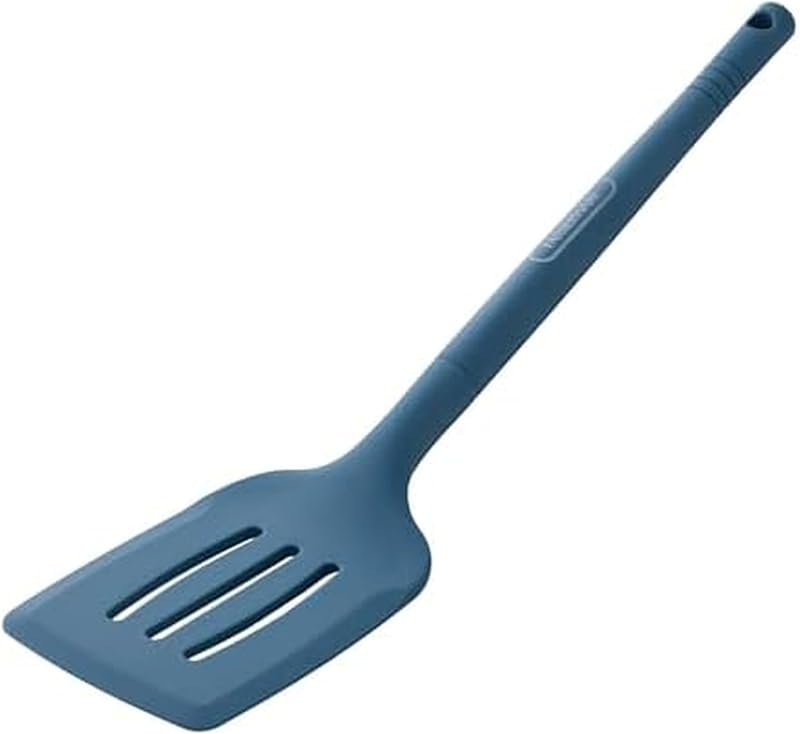 Pro Silicone Slotted Turner, azul - Espátula resistente al calor para utensilios de cocina antiadherentes, herramienta de giro de 13 pulgadas, utensilio de cocina apto para lavavajillas