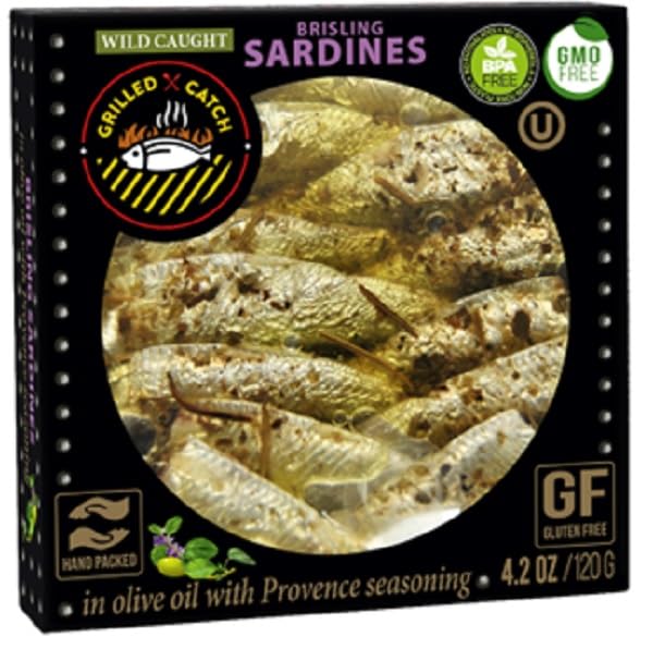 Miniatura 6 de Grilled Catch - Paquete variado de 5 sabores Sampler Wild Caught Brisling Sardinas en aceite de oliva, 4.2 onzas (paquete de 5)