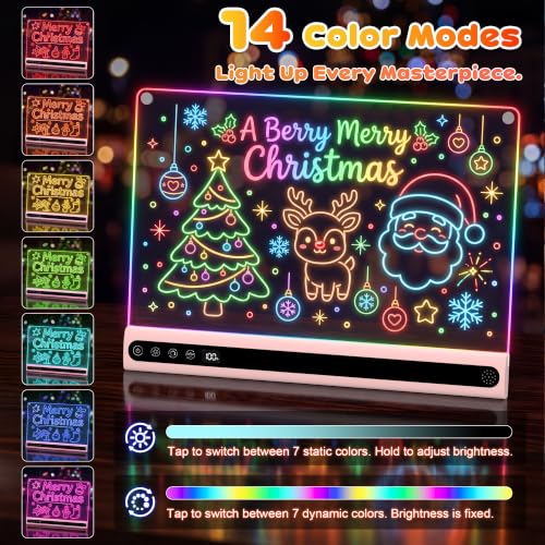 16 Inch LED Drawing Board for Kids Rechargeable Pink 5 Music Modes 14 Light Effects - image 3