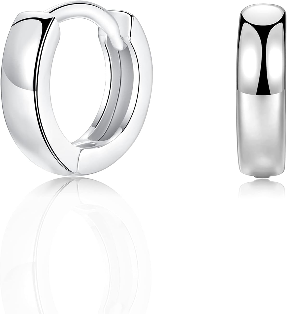 Small Silver/Gold/Rose Gold Hoop Earrings, 925 Sterling Silver Post Lightweight Sleeper for Women Girls Men Gifts Diameter 8/10/12/14mm Thickness 2/3mm