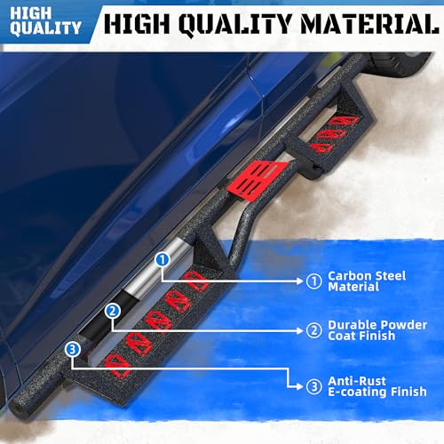 Image of WHALEMOTOR Crew Cab Running Boards Side Steps Compatible with 2019-2026 Chevy Silverado & GMC Sierra 1500 (Excl 2019 Ld /Lt), 2020-2026 Chevrolet Silverado /GMC Sierra 2500 HD 3500 HD Crew Cab