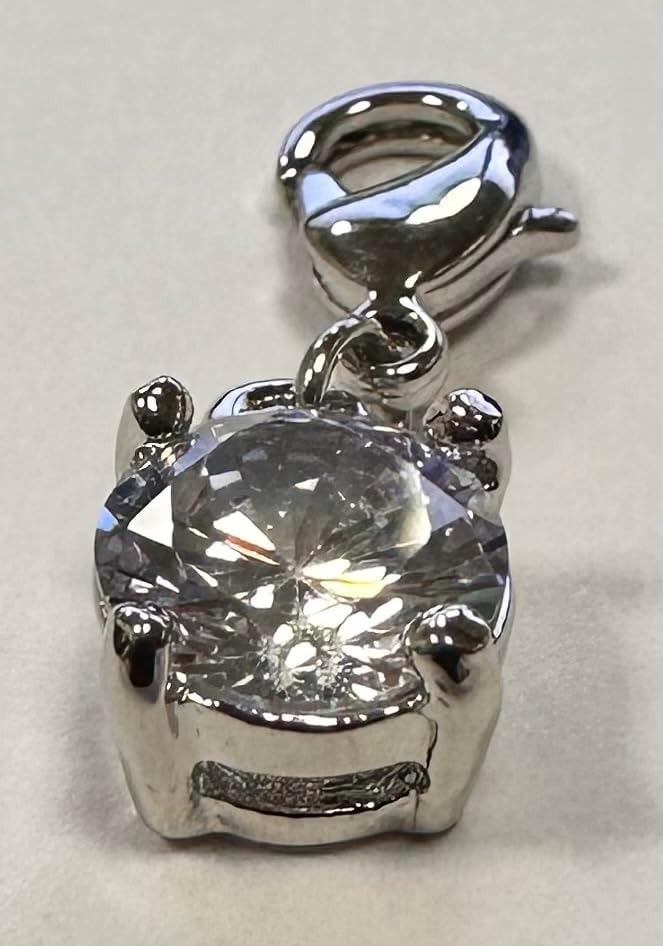 Quiges Crystal White Round Cubic Zirconia Clip On Charm Pendant Silver Plated Women's Jewellery - Image 2