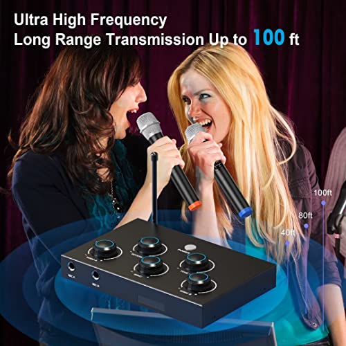 Rybozen K203 Digitnow!Portable Karaoke Microphone Mixer System Set, With Dual Uhf Wireless Mic, Hdmi-Arc/Optical/Aux & Hdmi In/Out In Singing Receiver For Smart Tv thumb #2