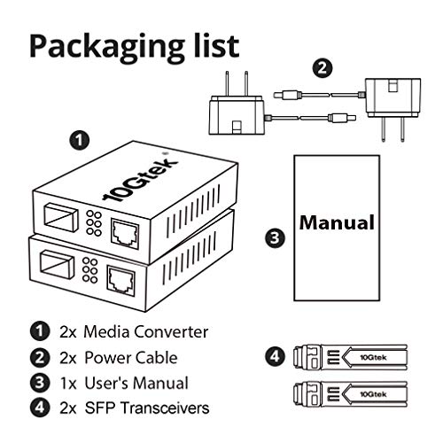 Image of A Pair of Gigabit Bidi Media Converter, Single Mode Single LC to RJ45, Fiber to Ethernet Converter, 10 /100 /1000Base-Tx to 1000Base-LX, 1310nm /1550nm, Up to 20km, UL Certified