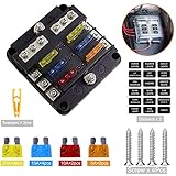Sicherungskasten 6 flash, ATO/ATC Sicherungshalter, DC 12V-32V 100Amp Standard Sicherungsblock mit LED-Anzeige für Wohnmobil, Traktor, Boot und LKW zur Nachträglichen Montage