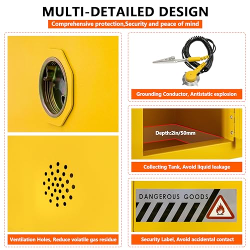Image of Flammable Safety Cabinet,13 inchx13 inchx13 inch Safety Storage Cabinet,Flammable Cabinet Galvanized Steel Explosion Proof,Flammable Welded Bin Fireproof for Industrial Use - 2Ga