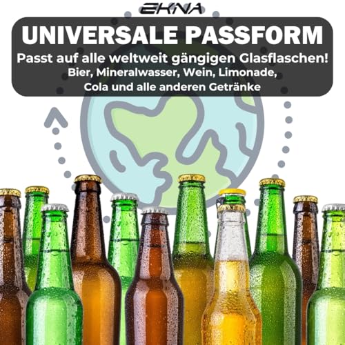 EKNA Flaschenverschluss Bierflaschen 6 Stück - Beer saver - Silikon Deckel für Bierflaschen - Flaschenverschluss Bier in bunten Farben zum Schutz vor Tierchen & Kohlensäureverlust (6er-Set)