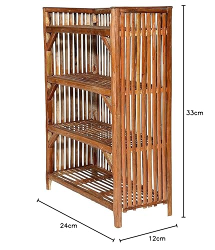 Image of Avika Wooden 4 Tier Shelves Rack || Shoes & Slippers Rack | Books & Newspapers Shelves | Gardening Planter Stand | Closet Organizer | Office File Cabinet | Bathroom Hallway Balcony & Gallery.