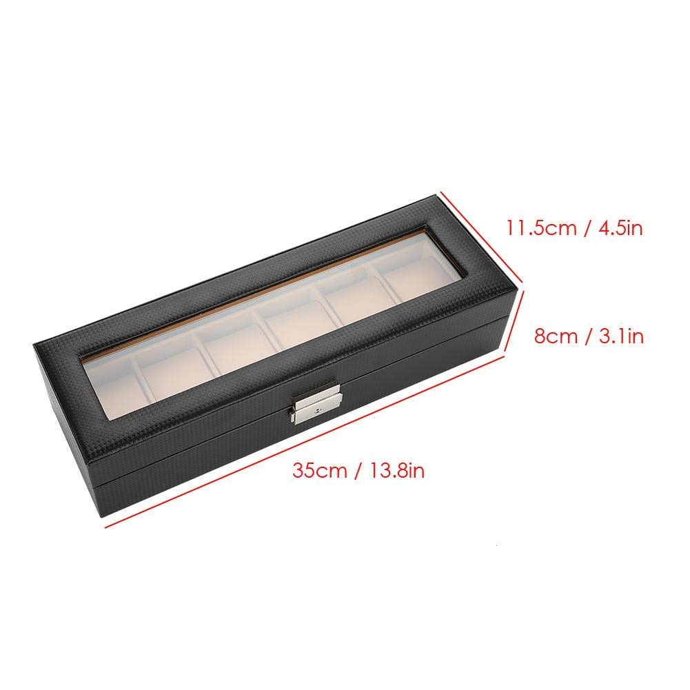 YUYTE Caja para Relojes, Caja para Relojes de Madera Maciza para Hombres/Mujeres, Soporte para presentación de Relojes y Joyas con 6 Compartimentos para Organizador y exhibición