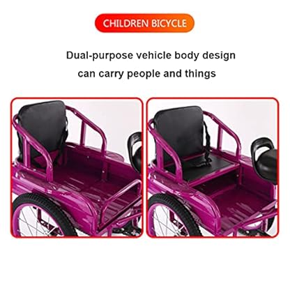 YUKM Portable Cruiser Bikes Für Kinder, 16 Zoll Faltbares Dreirad Mit Rücksitz Und Korb, High-Carbon Stahl Fahrrad Für Kinder - Geschenke Für Kinder,Rosa – Bild 3
