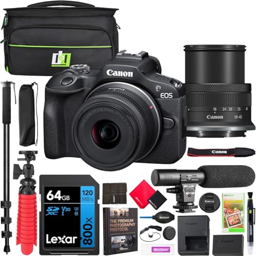 Canon EOS R100 Mirrorless Camera Body with RF-S 18-45mm F4.5-6.3 is STM Lens Bundle with Deco Gear...