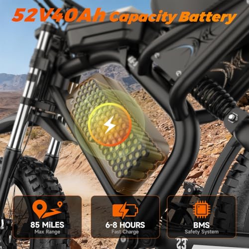 Image of Electric Bike for Adults, 1500W-3000W Peak Fat Tire Ebike, Class 2 Moped Style All-Terrain Electric Bicycle with Advanced Suspension, UL 2849 Certified Removable Battery