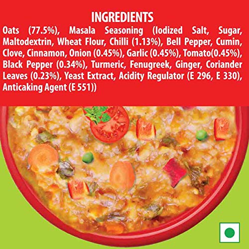 Image of Bagrry's Masala Oats|Tangy Tomato| Source of Protein| High Fibre| Helps Manage Weight| Breakfast Cereal| Healthy Snack|Made with 100% Whole Grain Oats| Masala Oats 40g Each, (Pack of 22)