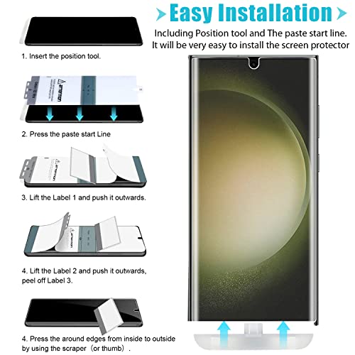 Zeking [3+3 Pack] Designed For Samsung Galaxy S23 Ultra 5G Screen Protector Tpu Film And Tempered Glass Camera Lens Protector, Support Fingerprint Unlock Hd Transparent Easy Installation [6.8 Inch] #TOP6