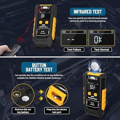 3-in-1 Universal Remote Key Tester with HD Display - Infrared Signal Testing, Key Frequency Detection & Button Battery Voltage Check, 315/433/868/902MHz, 2 Power Supply Methods with Bracket