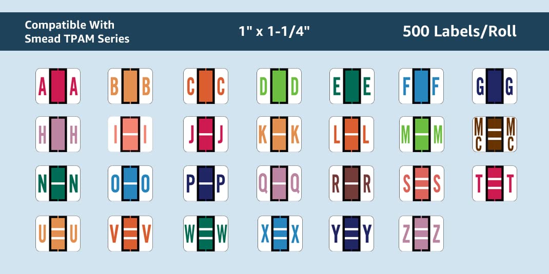 Doctor Stuff Alphabet File Folder Labels, Letter Z, Lilac, 1" X 1.25", 500/Roll, Compatible With Smead