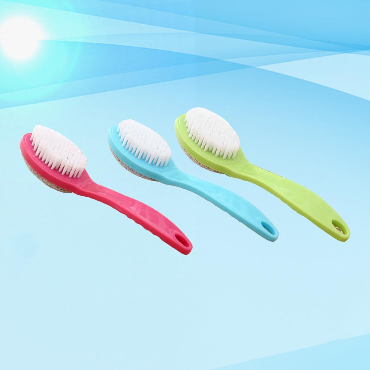 3Pcs Double-Sided Foot Files Dead Skin Remover Pedicure Scrubber Callus Removing Tool for Dry and Wet Feet with Natural Pumice Stones in Rosy, Blue, and Green