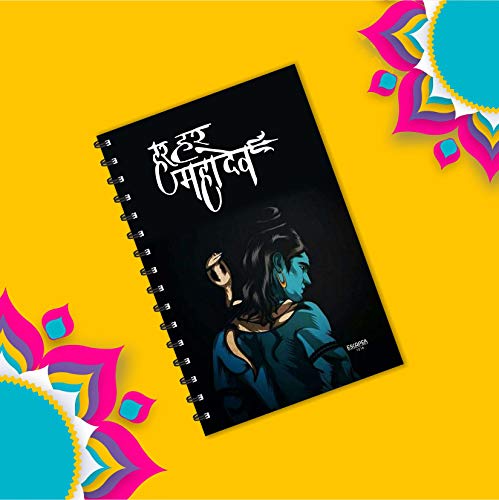 Image of ESCAPER Har Har Mahadev Diary (A5 Size - 8.5 x 5.5 Inches - 160 Pages - Ruled), Spiral Notebook, Notepad for Writing Notes