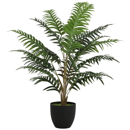 HOMCOM Plante Artificielle intérieure 90 cm fougère Arbre Artificiel en Pot avec Branches Flexibles, Fausse Plante Vert décoration intérieure et...