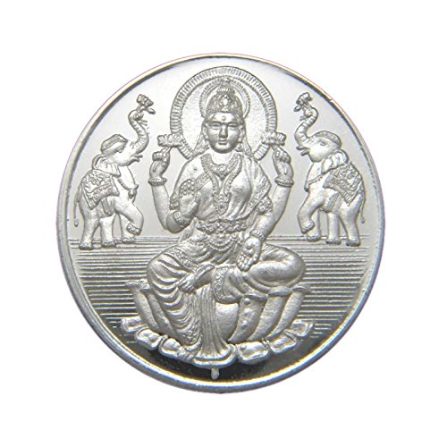 PD Silver Hallmarked 999 Pure Silver Laxmi Coin Round, 1 Gram