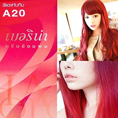 Berina Permanent Hair Dye Color Cream # A20 Ruby Red Color Made in
