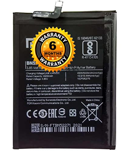 Image of Original BN52 Battery Compatible with Redmi Note 9 Pro (M2003J6B2G)