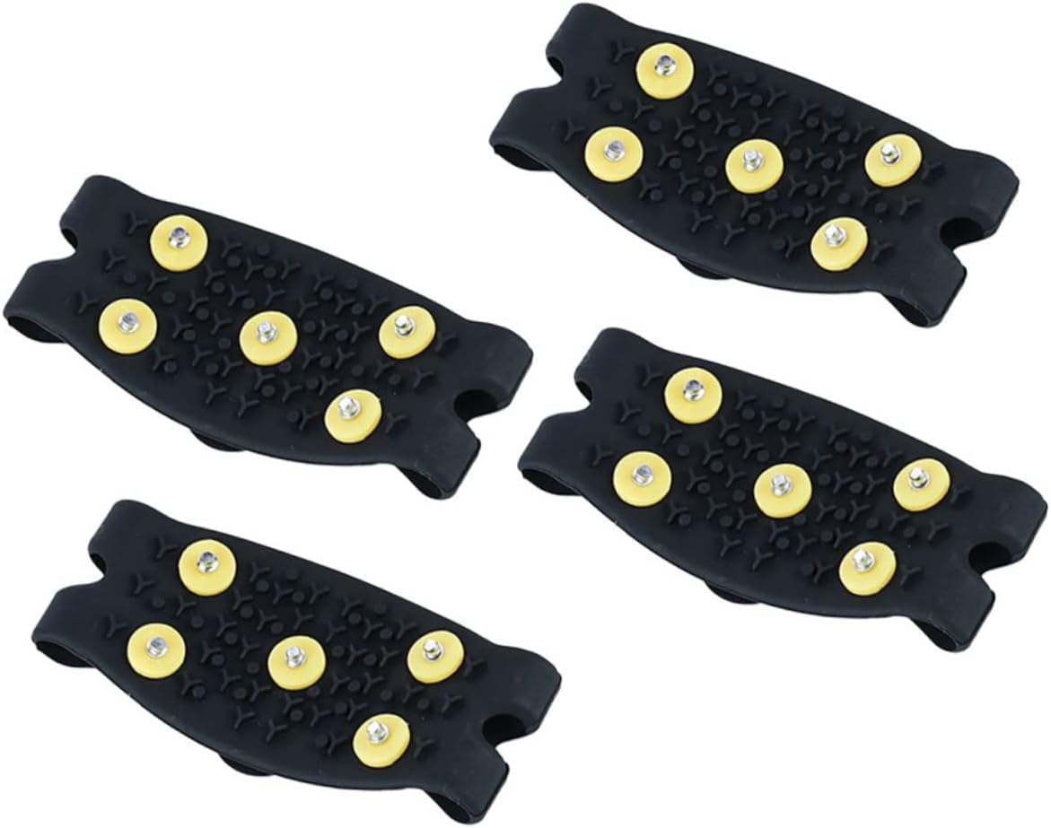 2 Pairs Non-Slip Shoe Covers Mountaineering Ice Grippers Anti-Slip Shoe Covers Snow Shoe Grippers Ice Grippers for Shoes and Boots Ice Cleats Grippers Boots Grips Black TPE