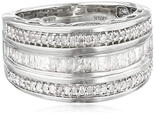 Amazon Collection Sterling Silver Diamond 3 Row Band Ring (1/2 Cttw), Size 6 #TOP8