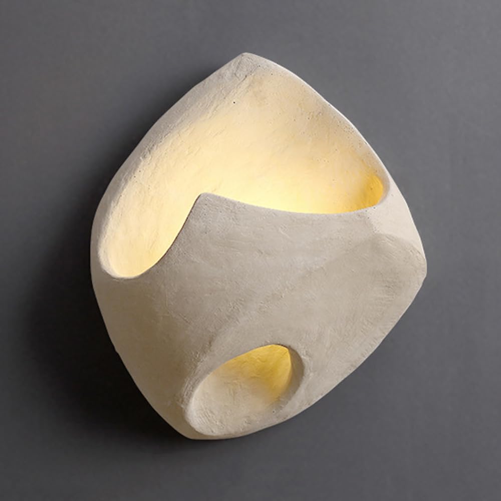 SXECAEPS Indoor Decor Wall Light Cement Sconce for Bedroom, Modern Vintage Lighting Fixture with Concrete Lampshade, Bedside Living Room Hallway Lamps, G4 Socket